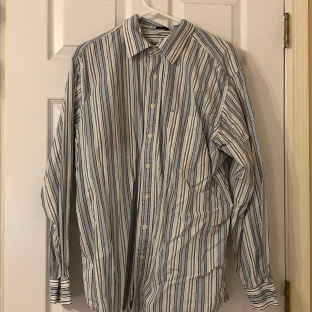 Blue,Black,and White button Up shirt - Men’s
